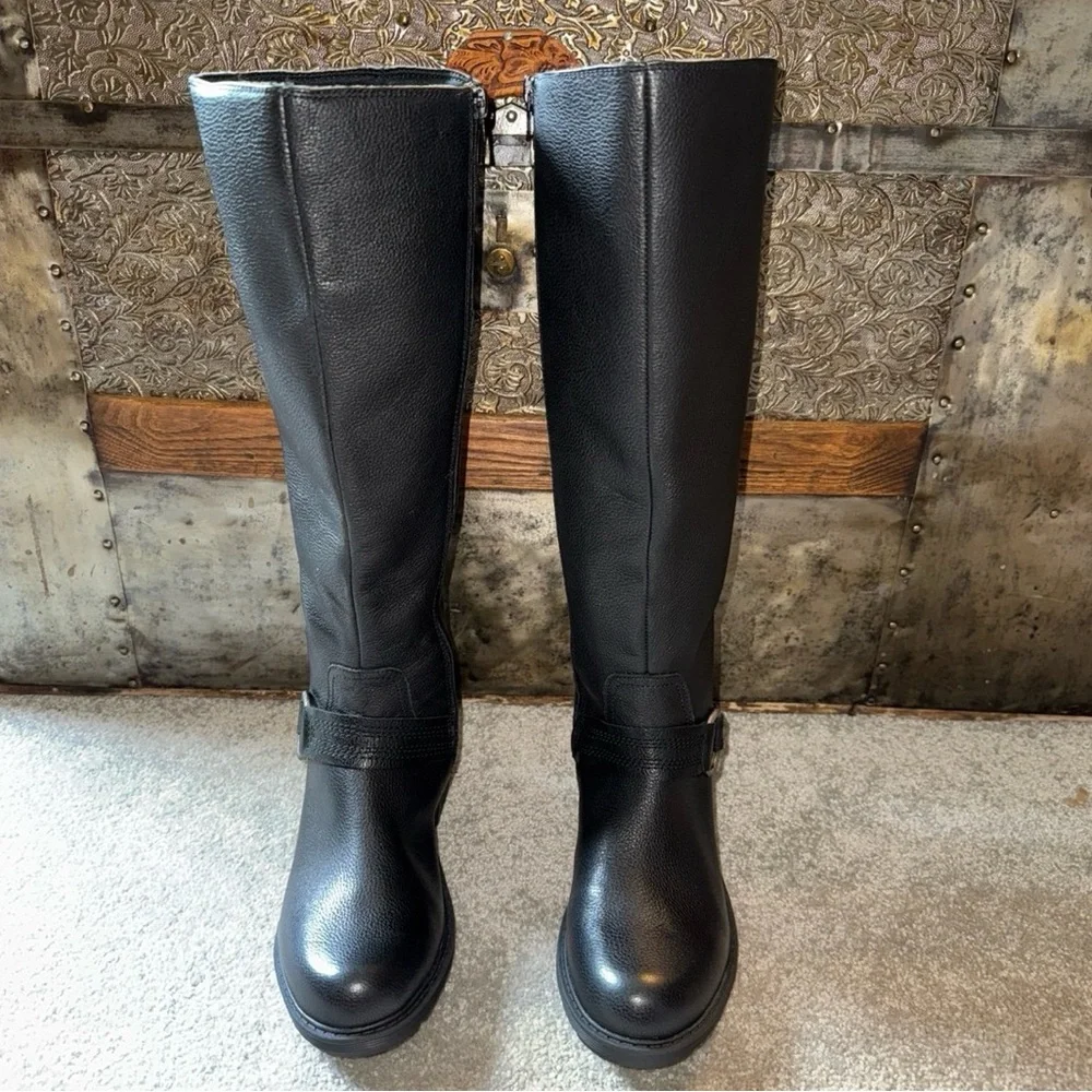 New, no box Clarks Women’s Black Hearth Rae Knee High Boot in SZ 6 M, 2” heel